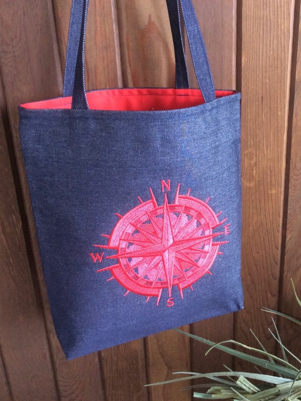 Nautical Tote Bag, Mariner’s Compass. Custom Embroidered. Made in Canada